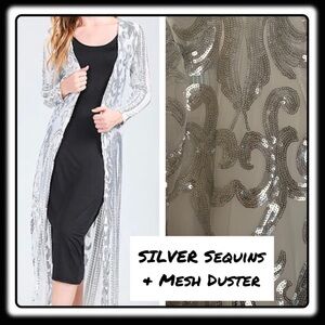 NWT SILVER sequined DUSTER. Size XLarge. Stunning! Wow…